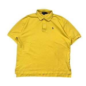 VINTAGE 90s Ralph Lauren Polo Shirt Size XXL Yellow Solid Button Down Collar